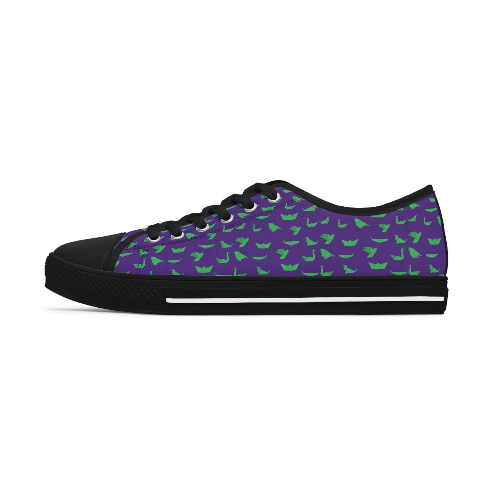 Purple Green Cranes Ladies' Sneakers, Best Women's Low Top Sneakers Best Quality Women's Canvas Sneakers (US Size: 5.5-12)