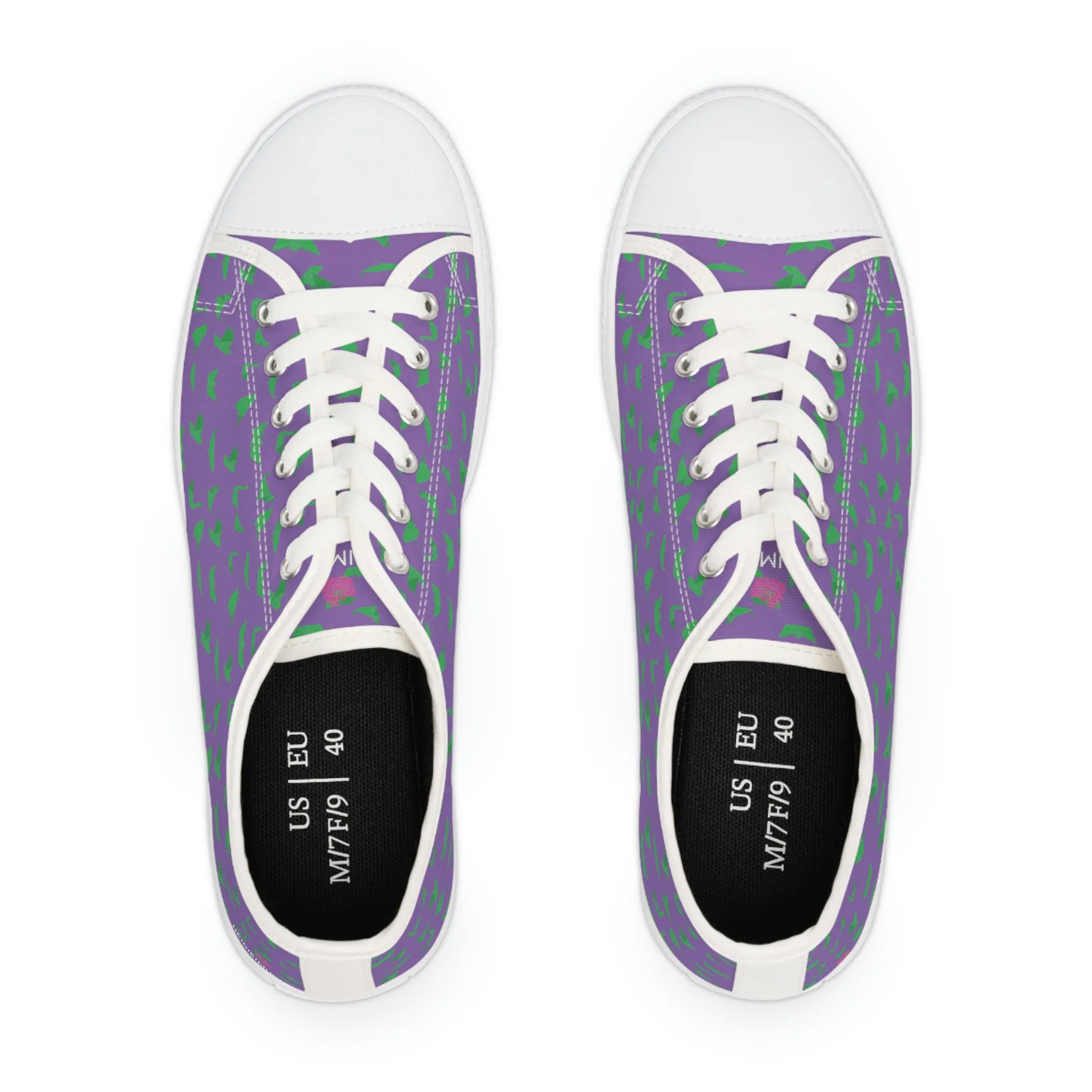 Purple Green Cranes Ladies' Sneakers, Women's Low Top Sneakers Best Quality Canvas Sneakers (US Size: 5.5-12)