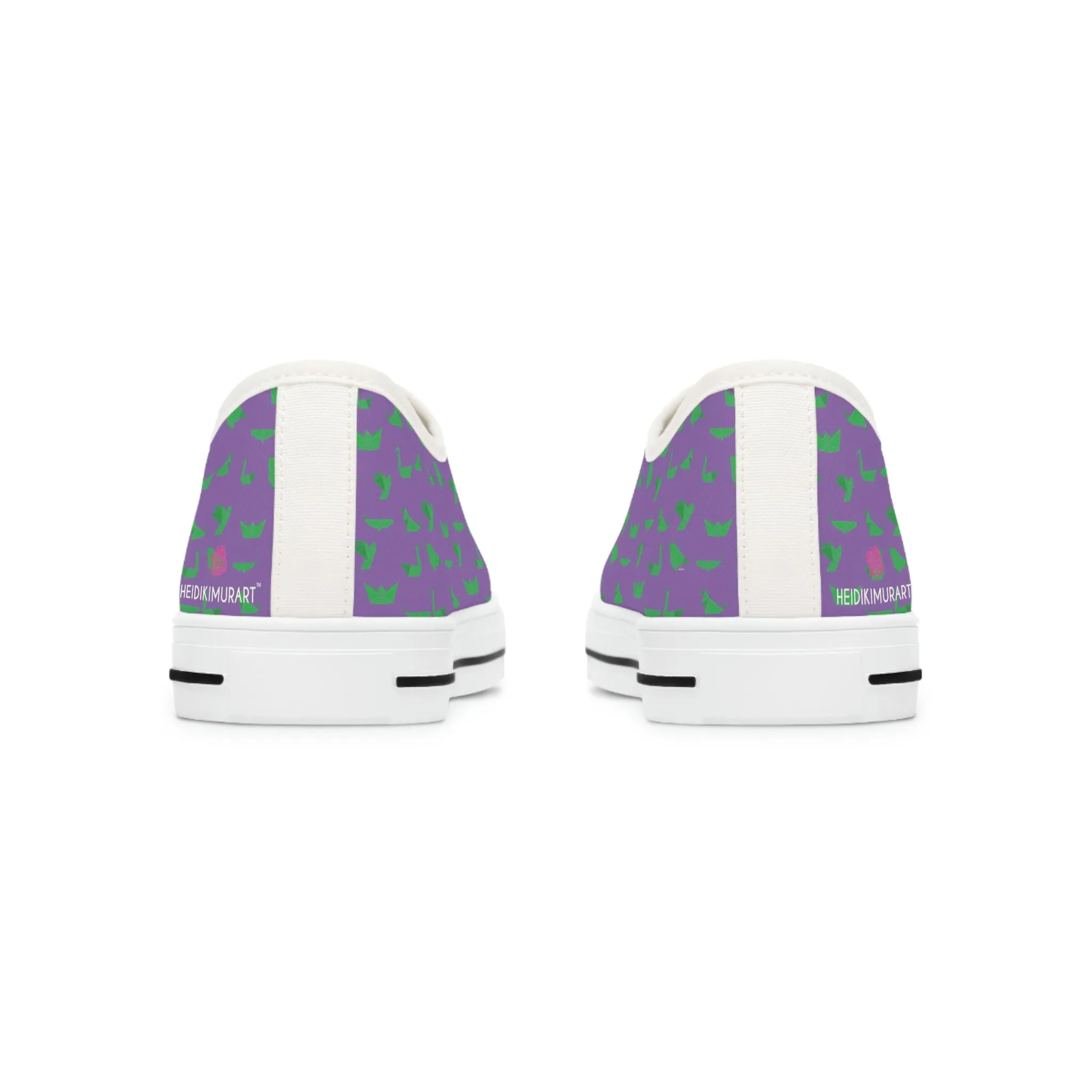 Purple Green Cranes Ladies' Sneakers, Women's Low Top Sneakers Best Quality Canvas Sneakers (US Size: 5.5-12)