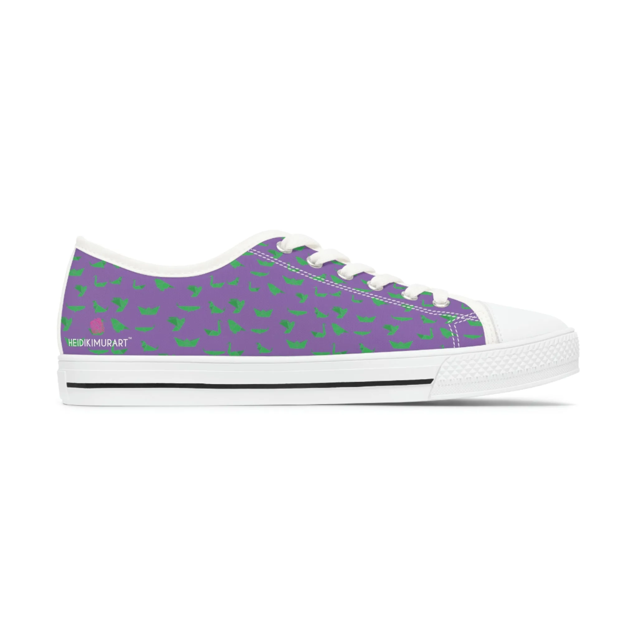 Purple Green Cranes Ladies' Sneakers, Women's Low Top Sneakers Best Quality Canvas Sneakers (US Size: 5.5-12)