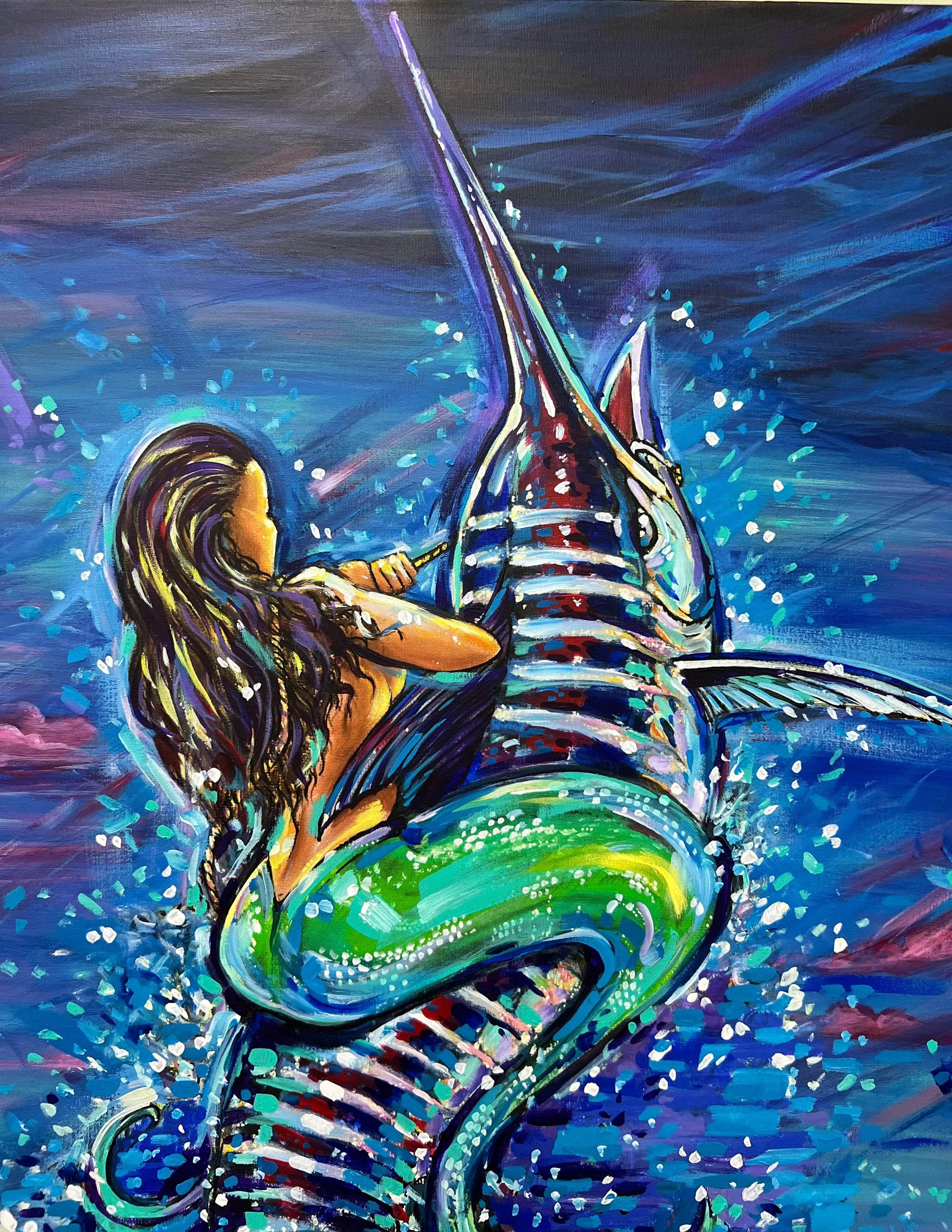 "Live Bait Reimagined" Original Acrylic on Canvas by Steve Diossy