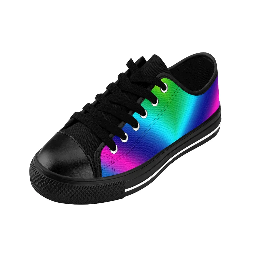 Rainbow Best Women's Sneakers, Gay Pride Colorful Best Ladies' Tennis Shoes Canvas Low Tops