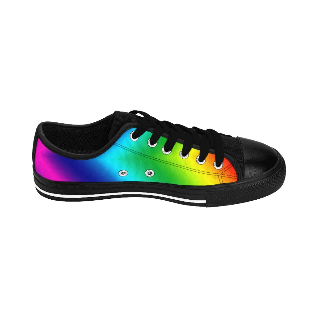 Rainbow Best Women's Sneakers, Gay Pride Colorful Best Ladies' Tennis Shoes Canvas Low Tops