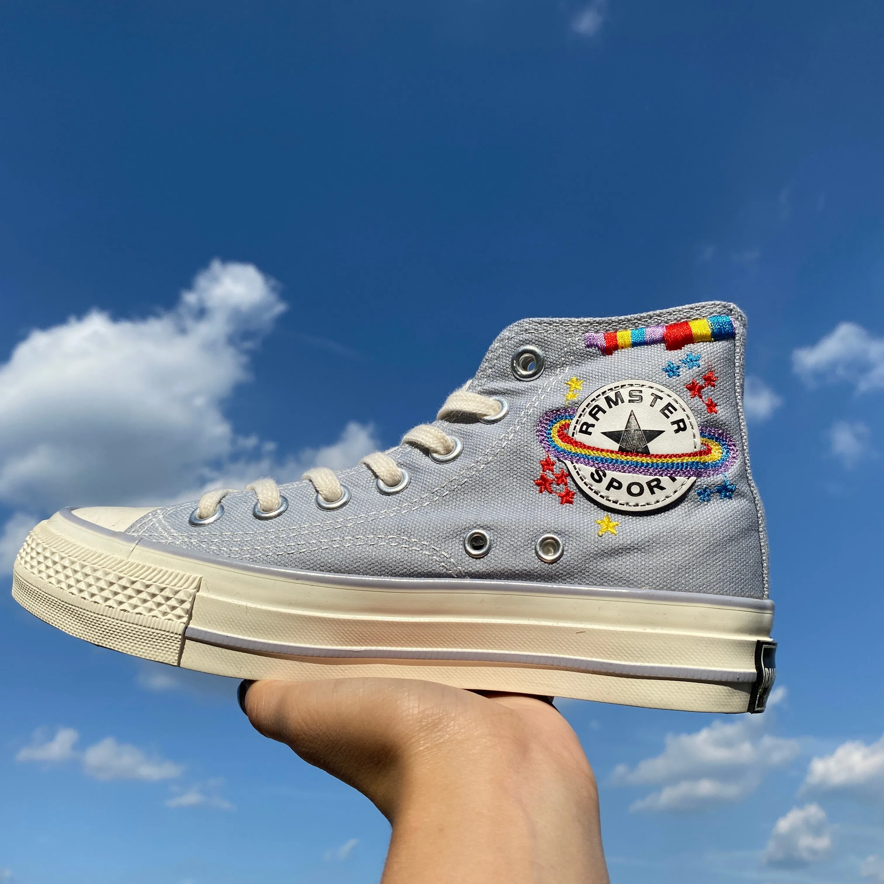 Rainbow embroidered canvas shoes KF81486