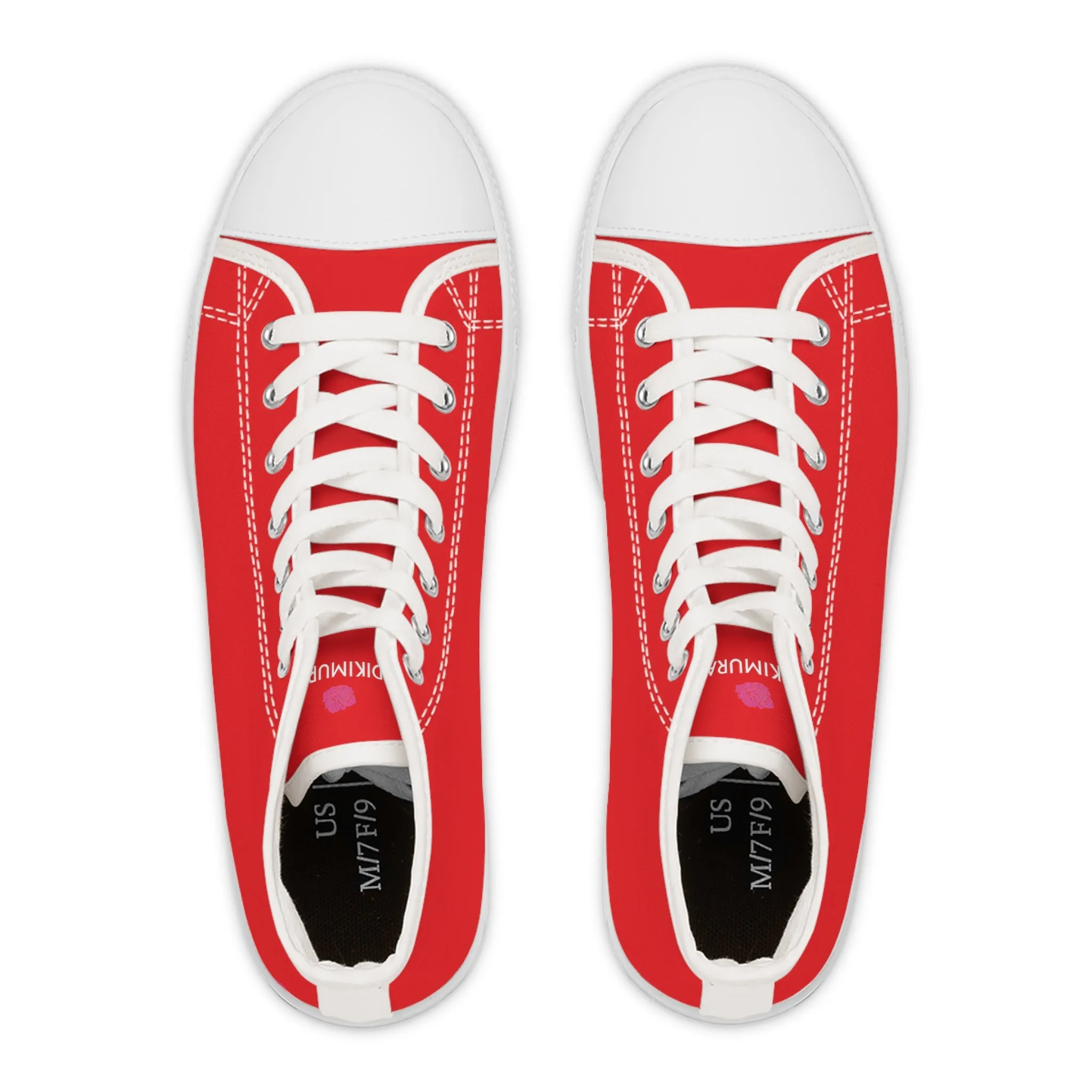 Red Color Ladies' High Tops, Solid Red Color Best Women's High Top Sneakers Canvas Tennis Shoes