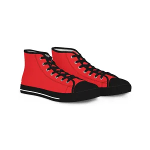 Red Solid Color Men's High Tops, Modern Minimalist Best Men's High Top Sneakers (US Size: 5-14)