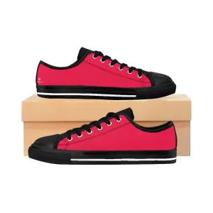 Red Women's Low Top Sneakers, Solid Color Designer Low Top Women's Sneakers Running Shoes