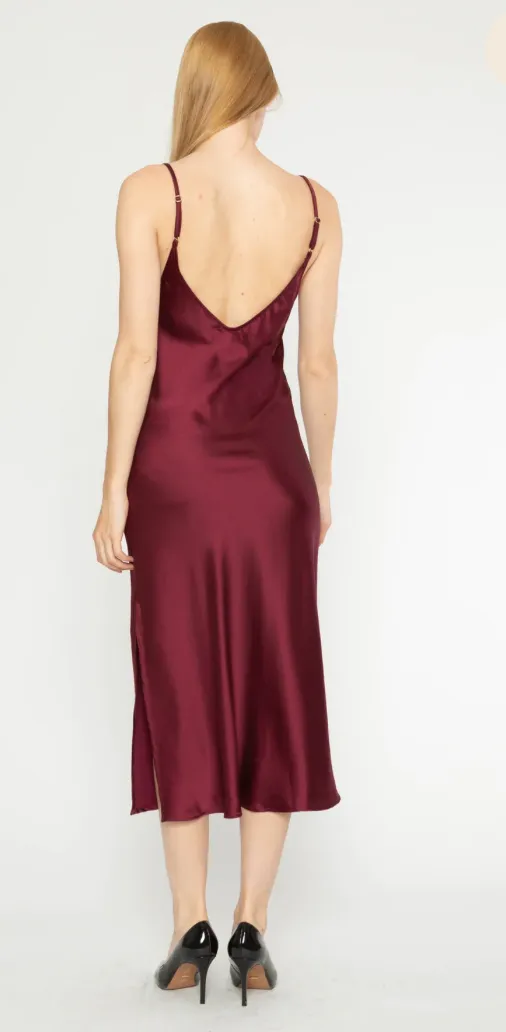 Ripley Rader Satin Slip Dress Wine