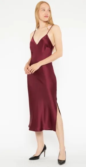 Ripley Rader Satin Slip Dress Wine