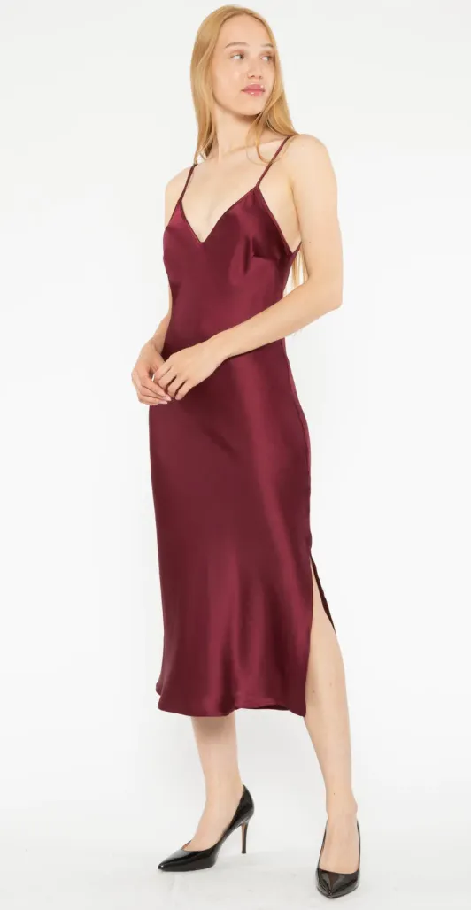 Ripley Rader Satin Slip Dress Wine