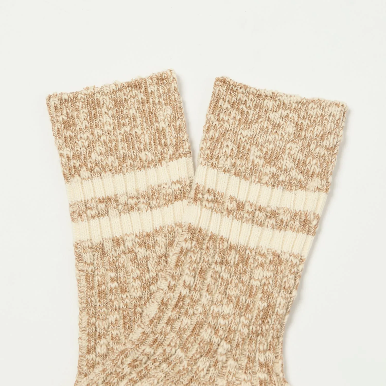 RoToTo OG Cotton Slub Stripe Sock - Coffee