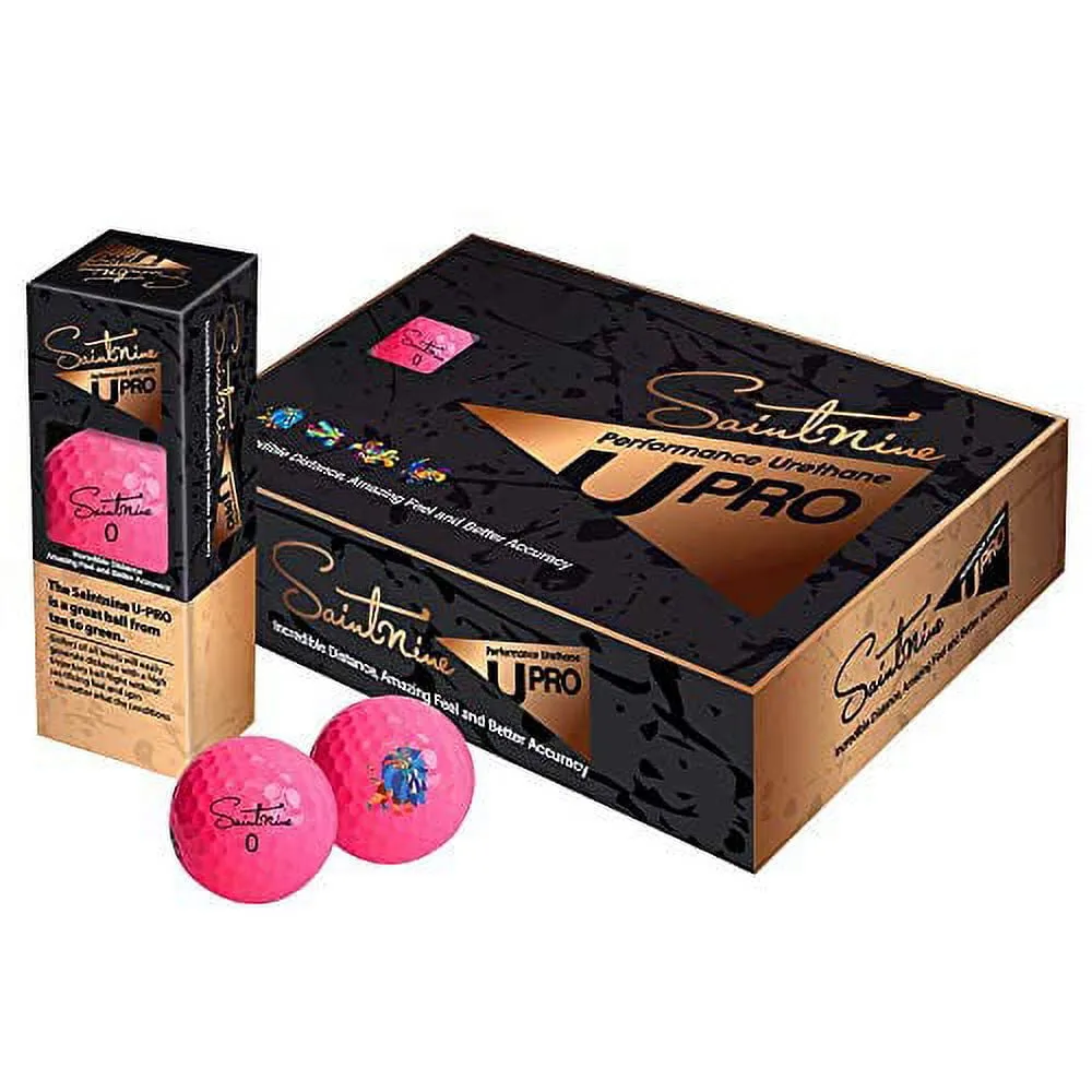 SAINTNINE U-Pro Golf Balls, Premium Urethane Cover Ball in Golf (One Dozen) (Pink)