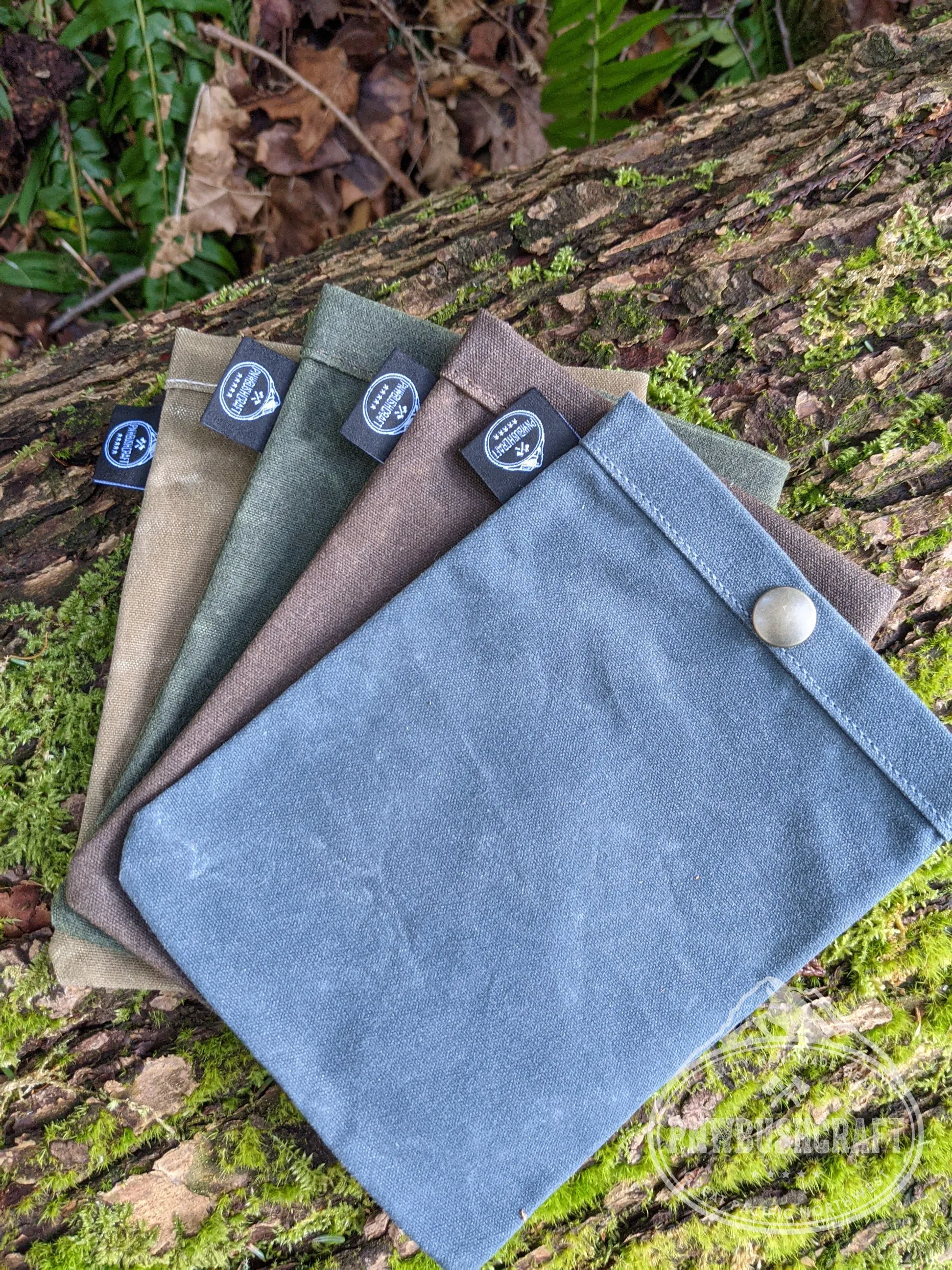 Set of 4 Waxed Canvas Ditty Bags with Snaps