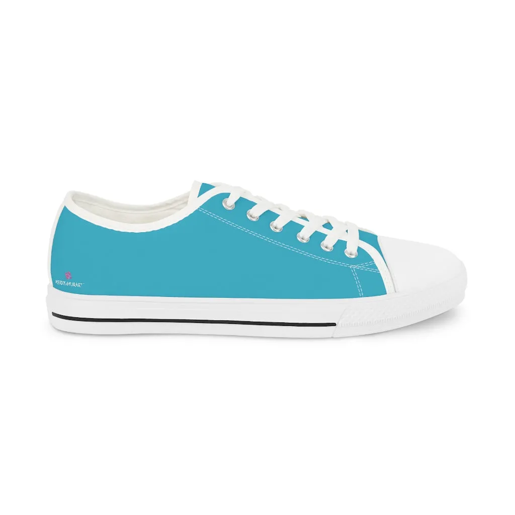 Sky Blue Low Tops, Men's Low Top Sneakers, Modern Must Have Essential Solid Color Tennis Shoes For Men