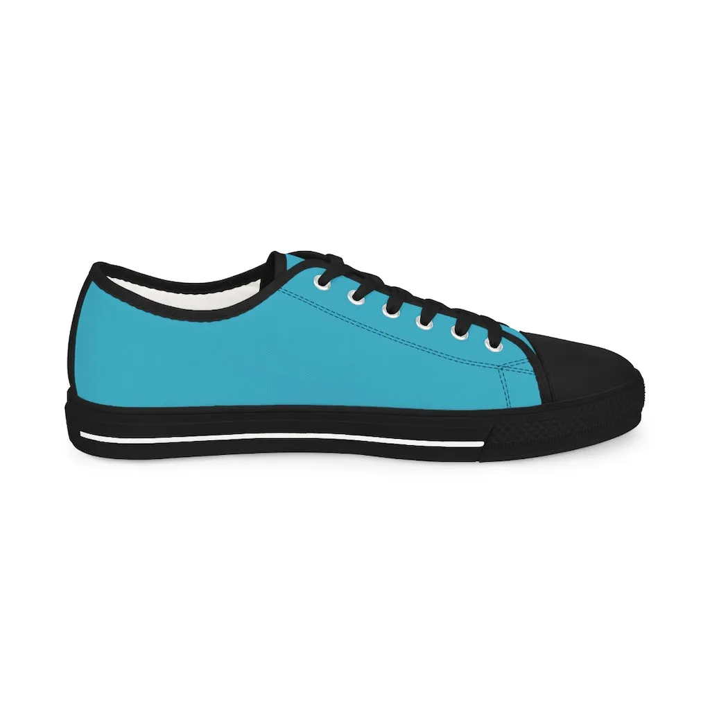 Sky Blue Low Tops, Men's Low Top Sneakers, Modern Must Have Essential Solid Color Tennis Shoes For Men