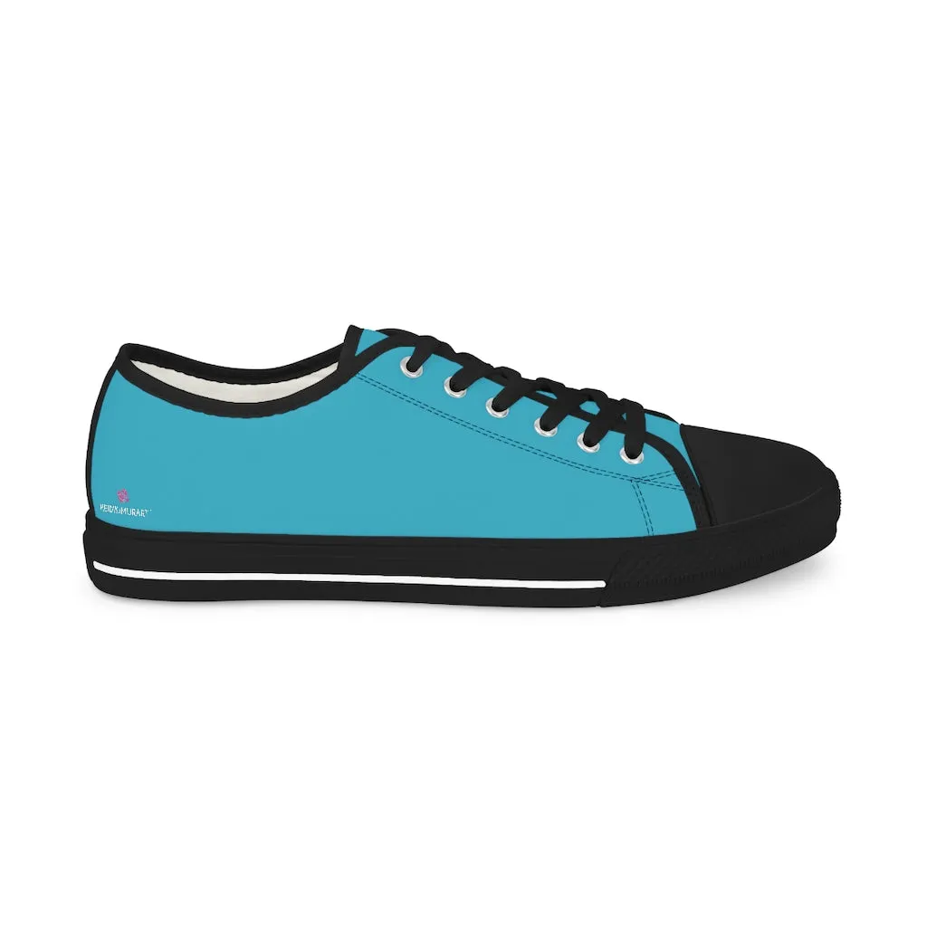 Sky Blue Low Tops, Men's Low Top Sneakers, Modern Must Have Essential Solid Color Tennis Shoes For Men