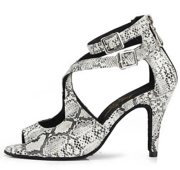 Snakeskin Print Salsa Dance Shoes Ballroom Latin Shoes