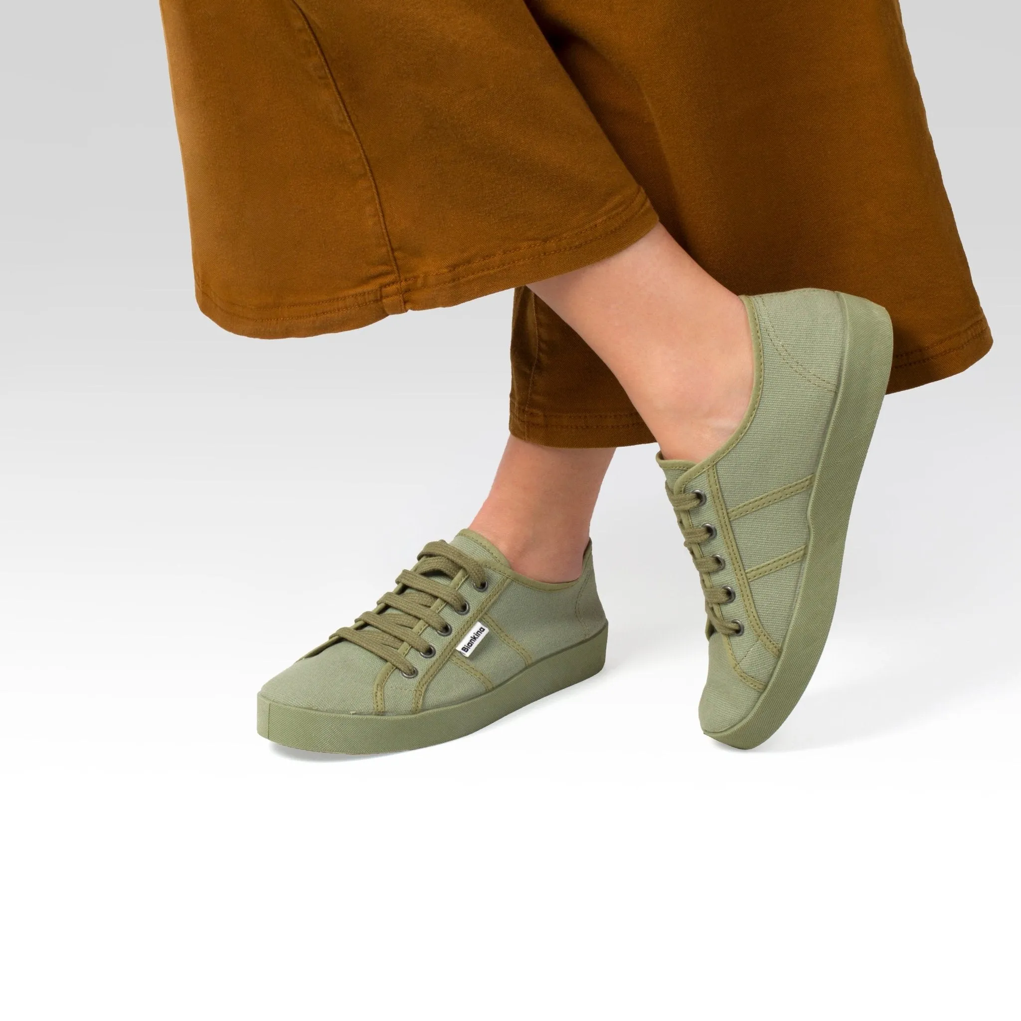 St. Tropez Organic Cotton Canvas Sneakers - Olive Green