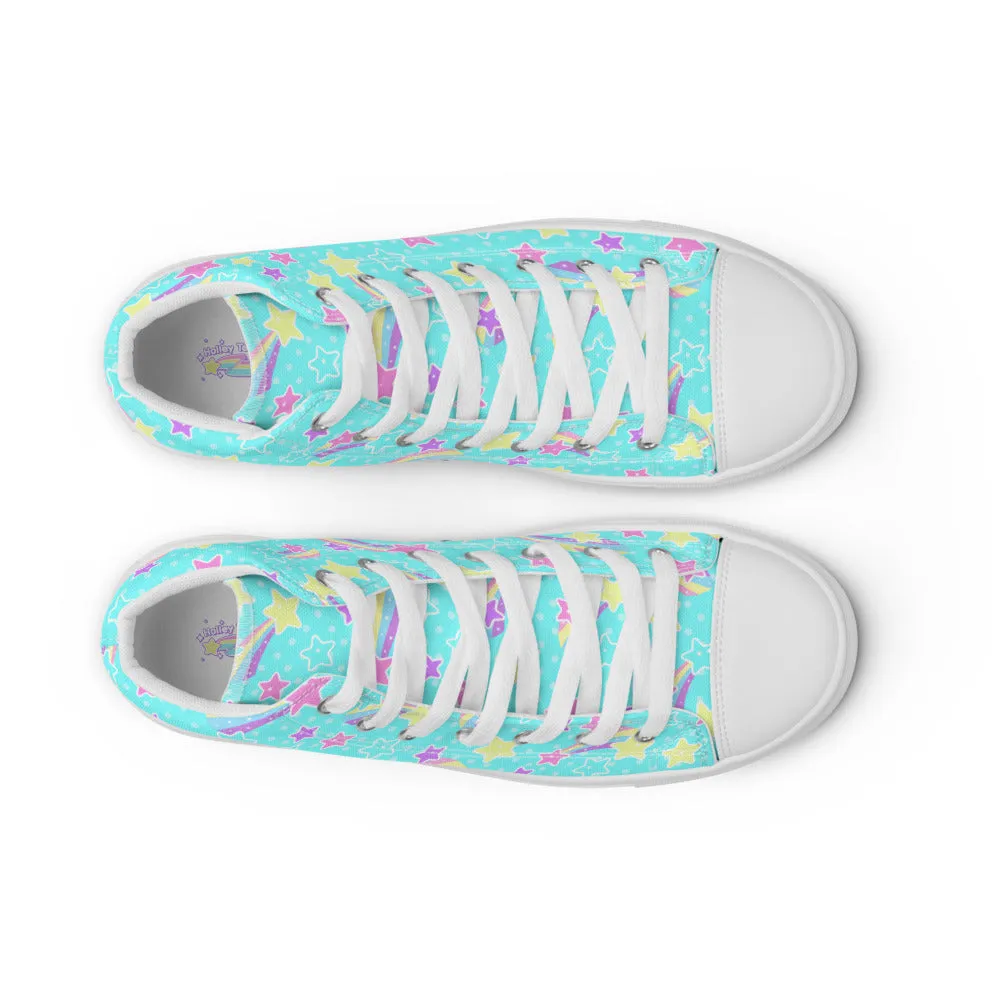 Starry Party Blue Women’s High Top Canvas Shoes