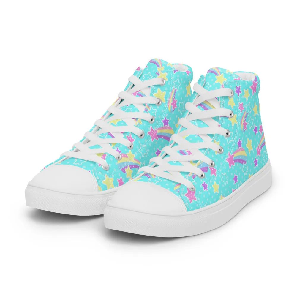 Starry Party Blue Women’s High Top Canvas Shoes