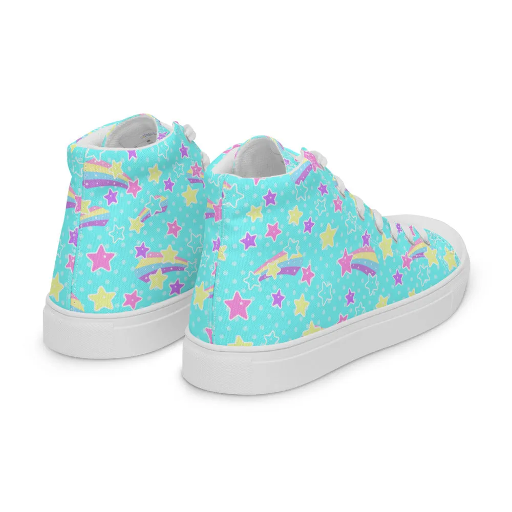 Starry Party Blue Women’s High Top Canvas Shoes