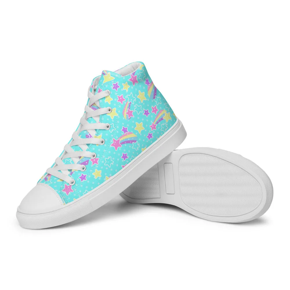 Starry Party Blue Women’s High Top Canvas Shoes