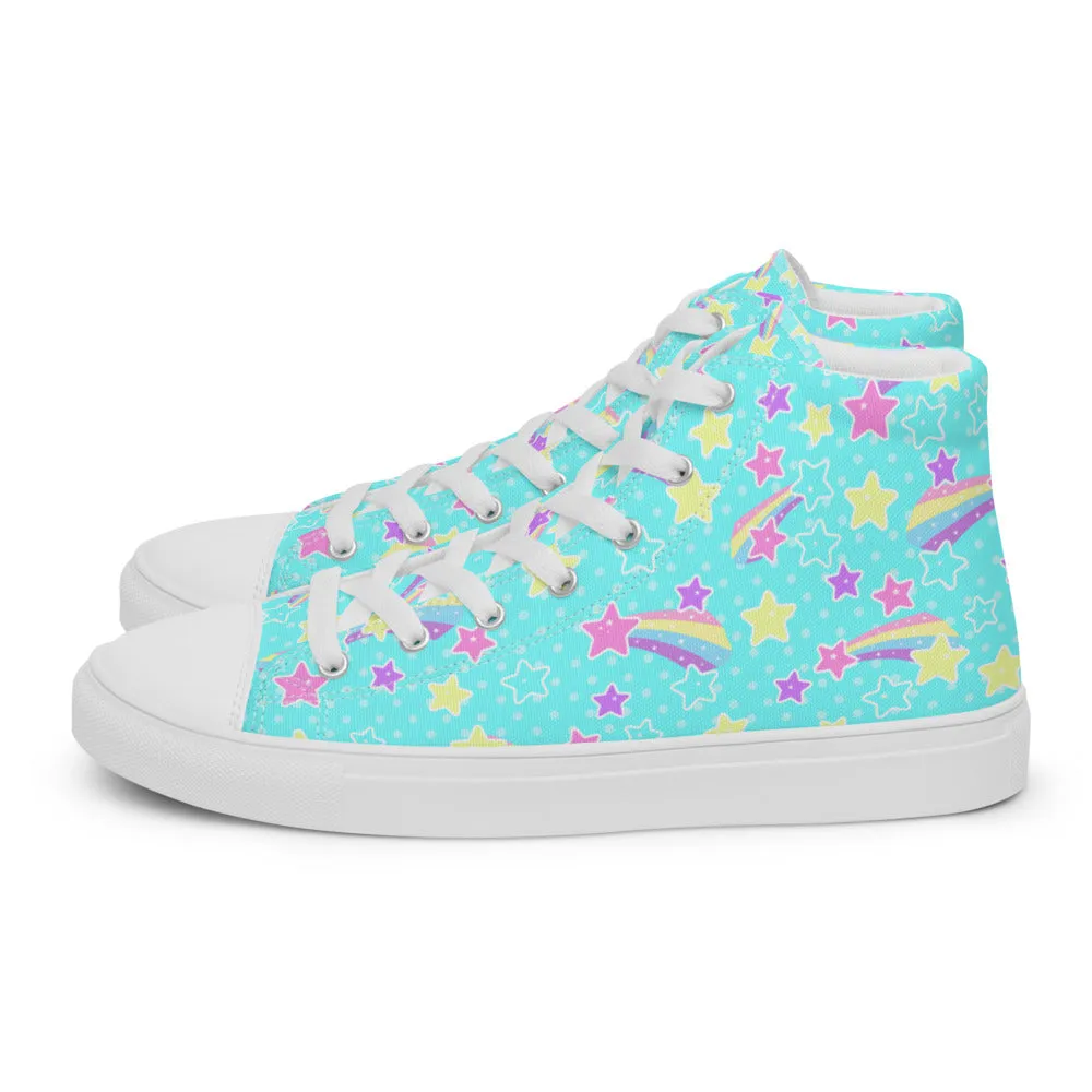 Starry Party Blue Women’s High Top Canvas Shoes