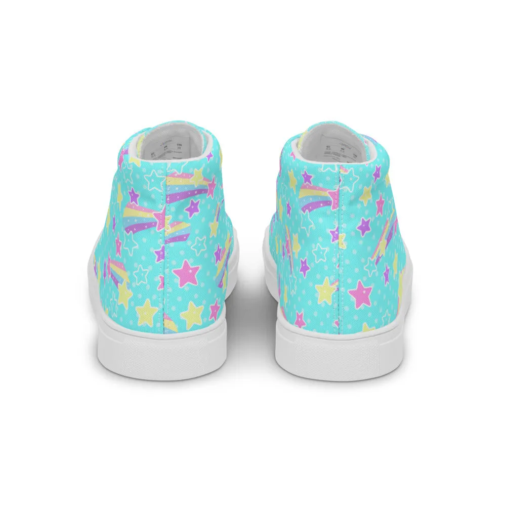 Starry Party Blue Women’s High Top Canvas Shoes