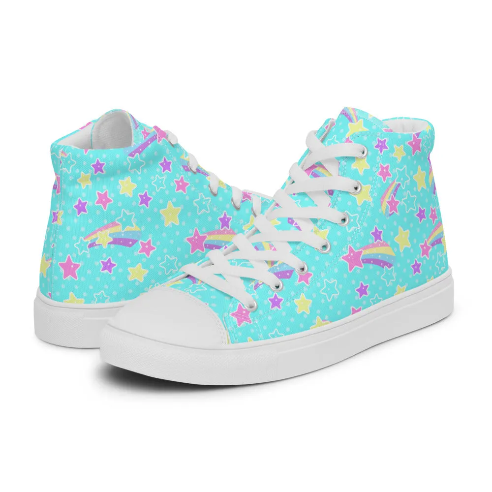 Starry Party Blue Women’s High Top Canvas Shoes