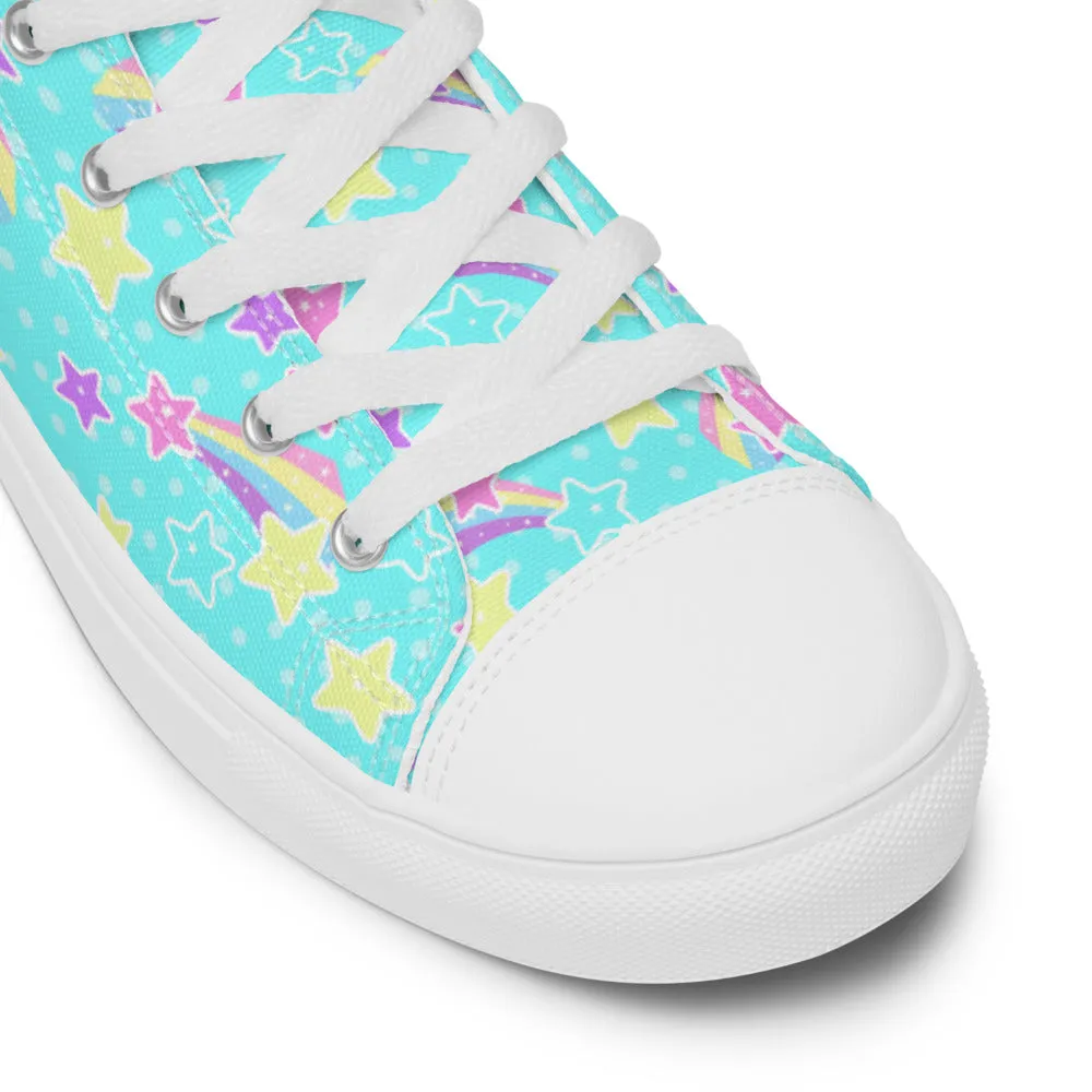 Starry Party Blue Women’s High Top Canvas Shoes