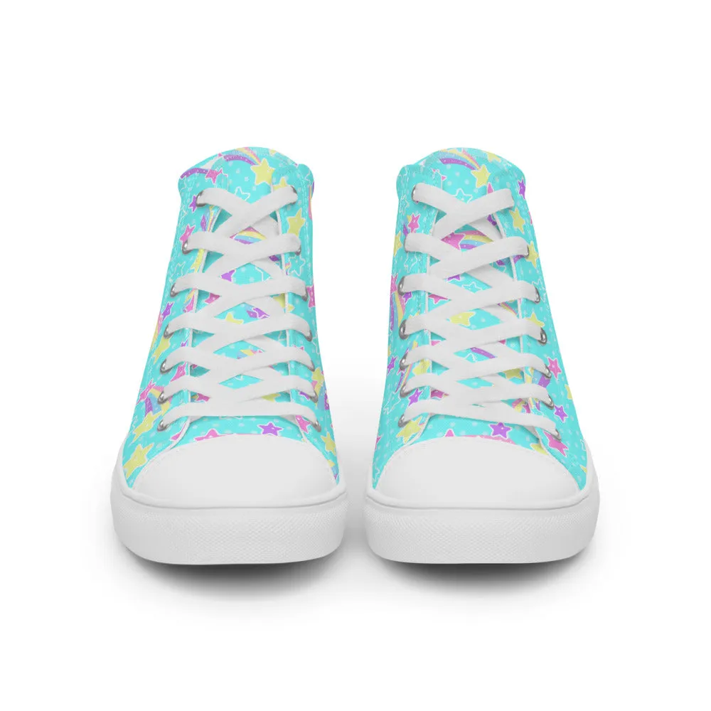 Starry Party Blue Women’s High Top Canvas Shoes