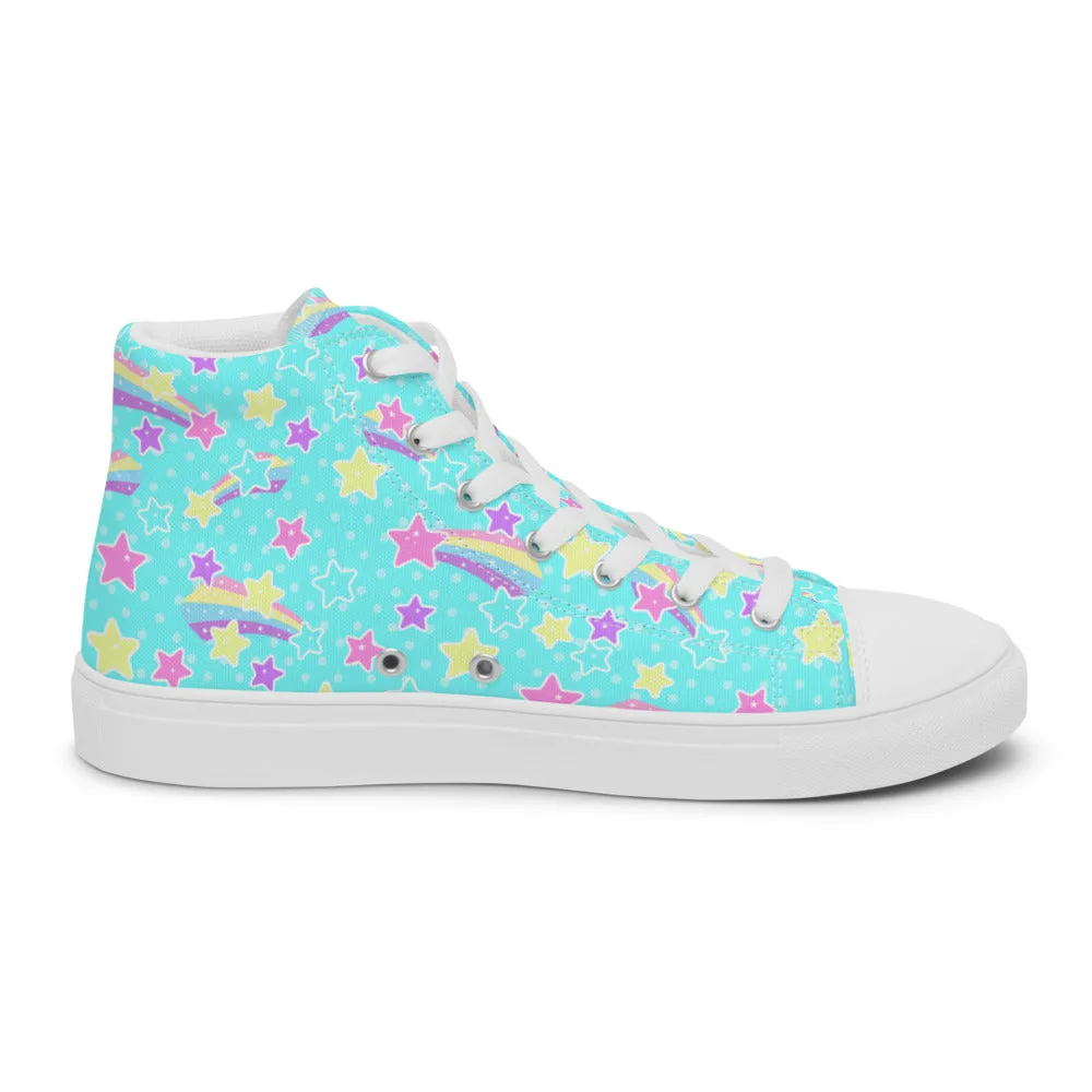 Starry Party Blue Women’s High Top Canvas Shoes