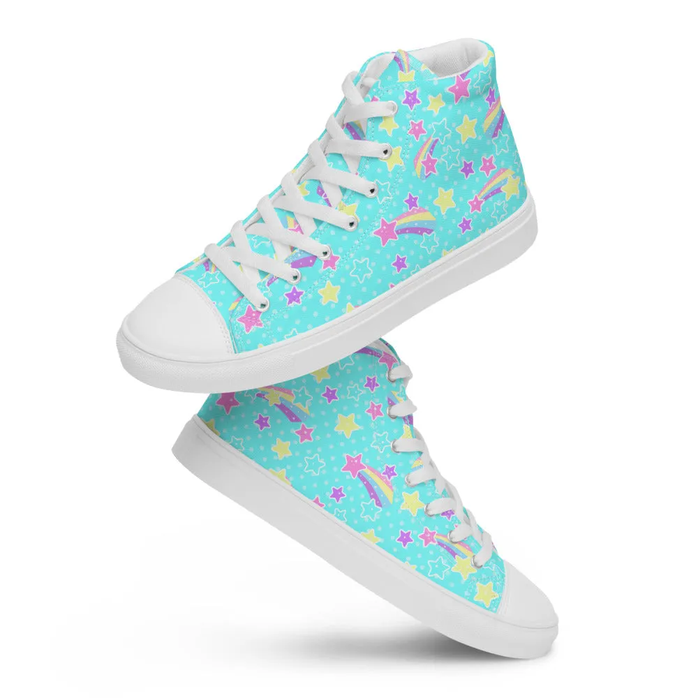 Starry Party Blue Women’s High Top Canvas Shoes