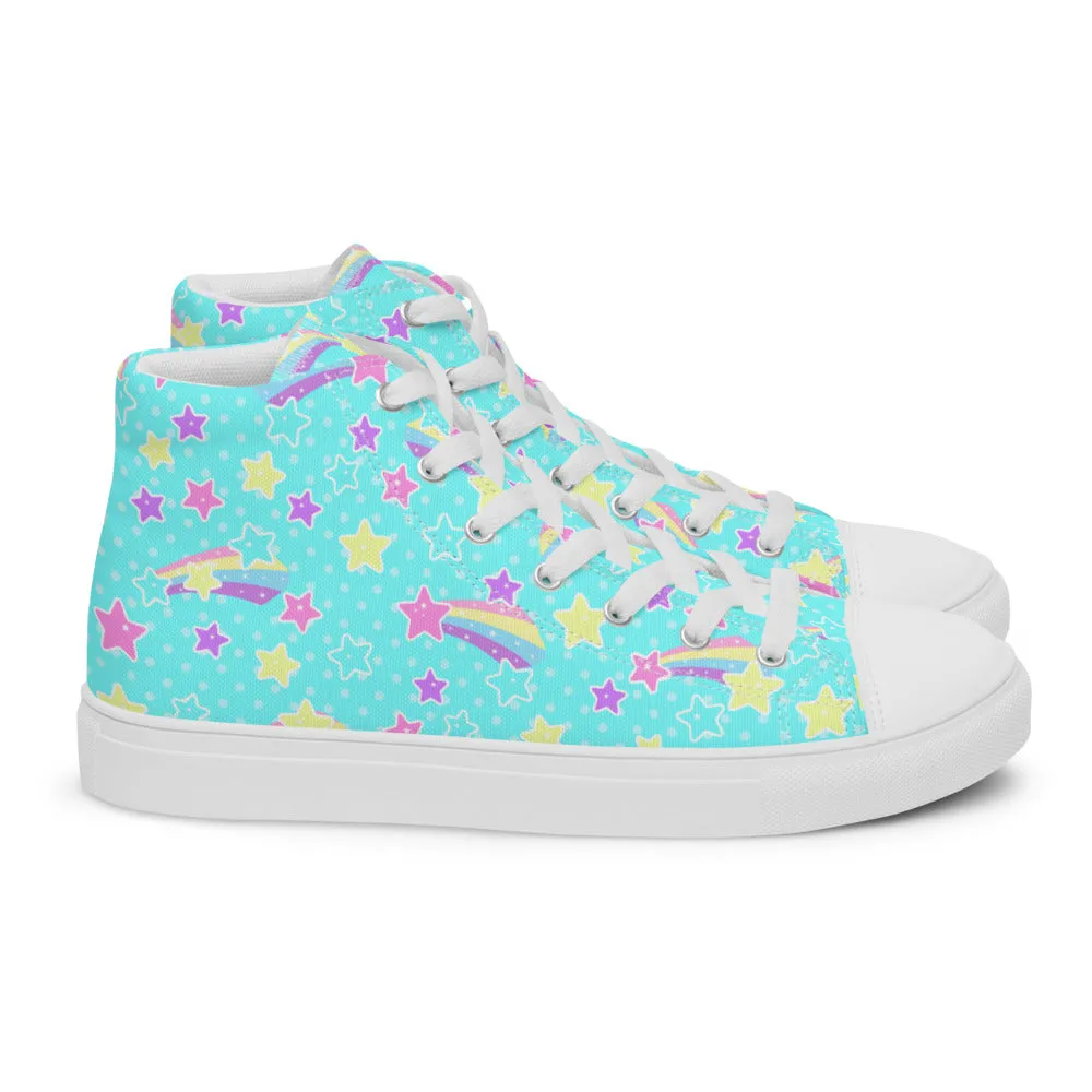 Starry Party Blue Women’s High Top Canvas Shoes