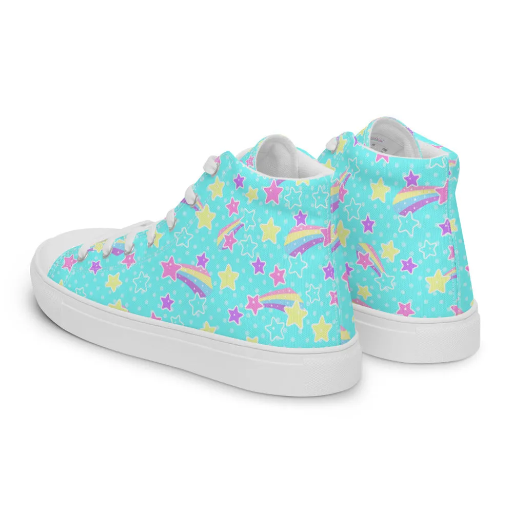 Starry Party Blue Women’s High Top Canvas Shoes