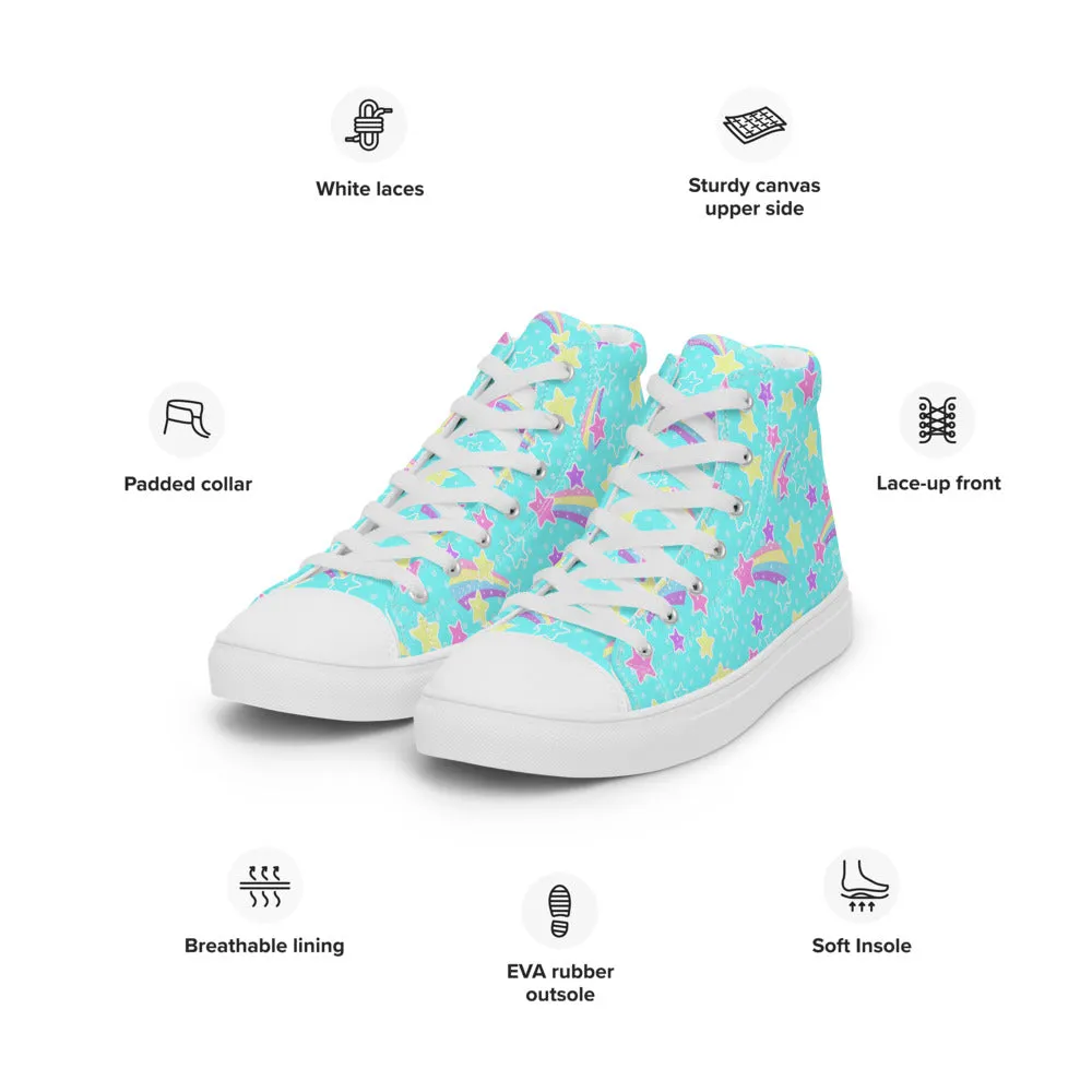 Starry Party Blue Women’s High Top Canvas Shoes