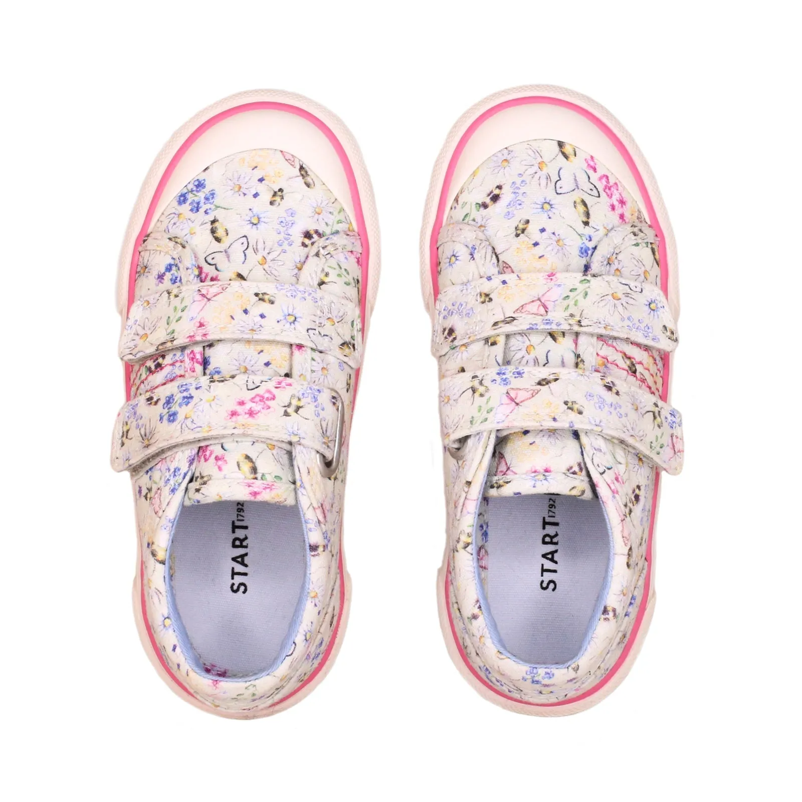 Start-Rite Meadow 6184_4 Girls Cream Floral Canvas Touch Fastening Shoes