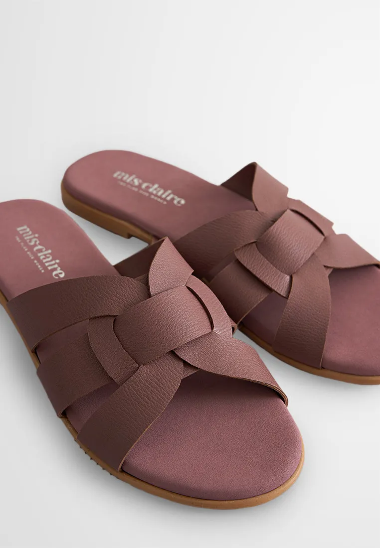 Stazie Woven Design Flat Slip-On Sandals