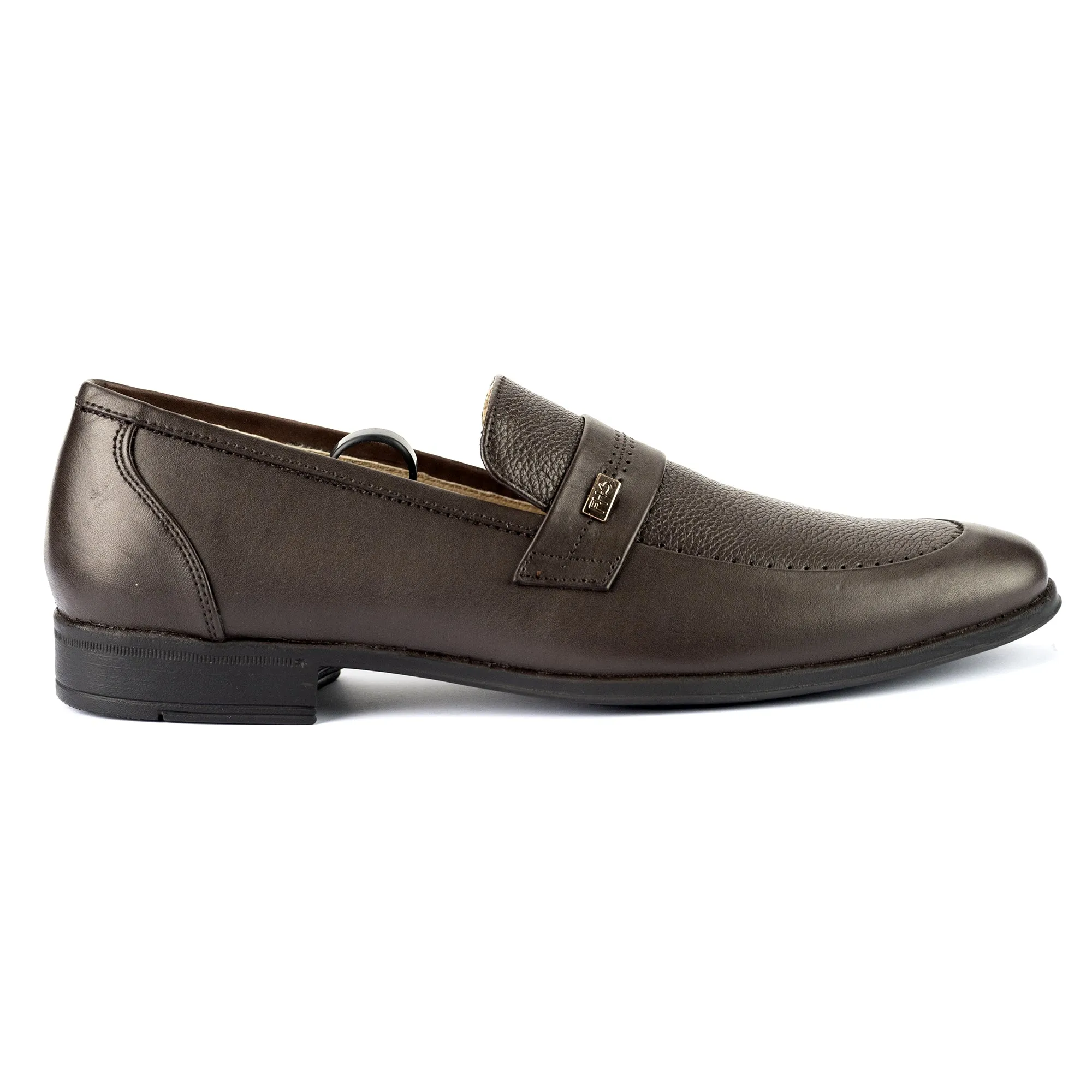 Stitched Strapped Loafers-Brown