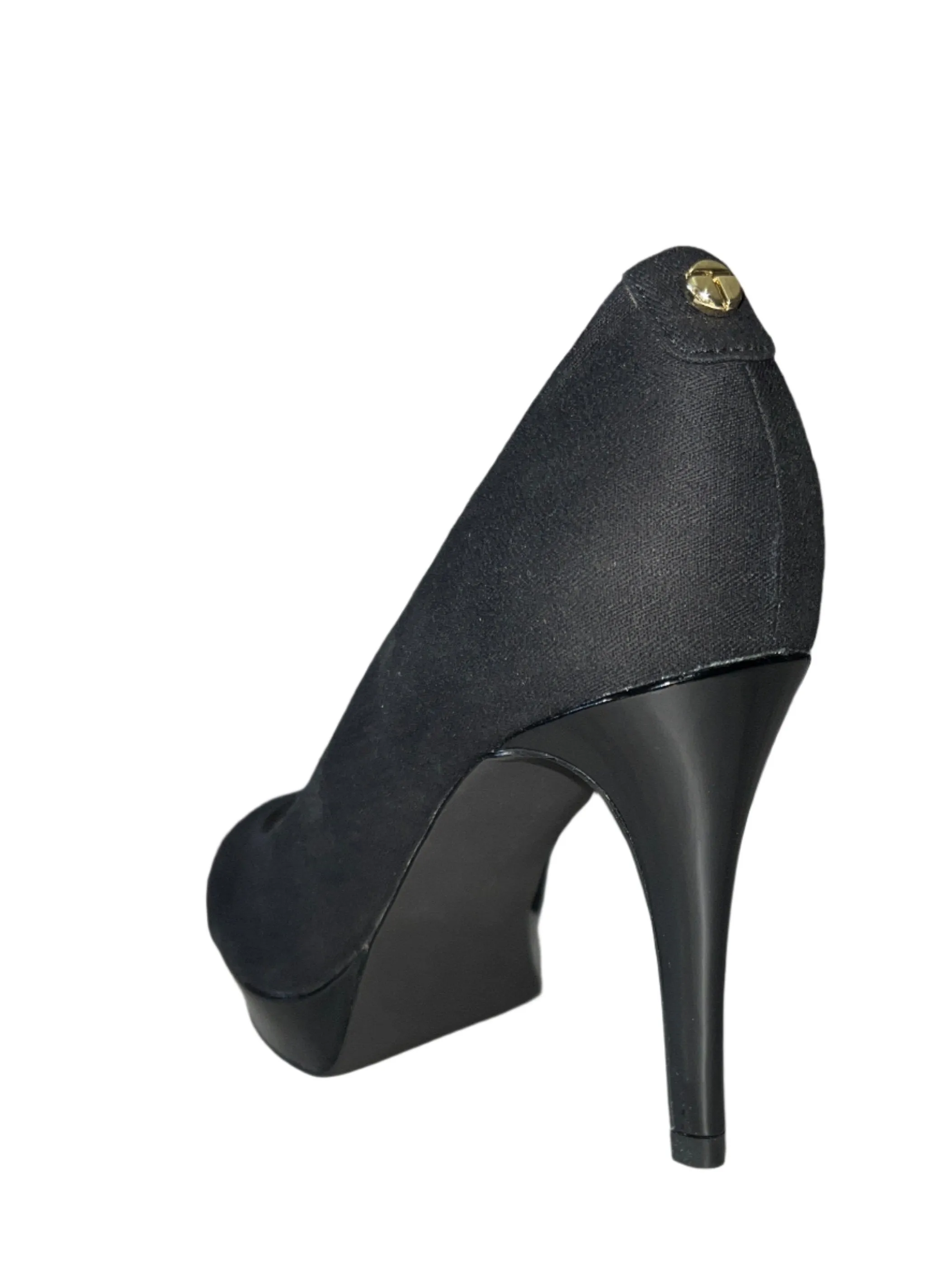 Tahari Womens  -Sophia-  Black Canvas Platform Pump