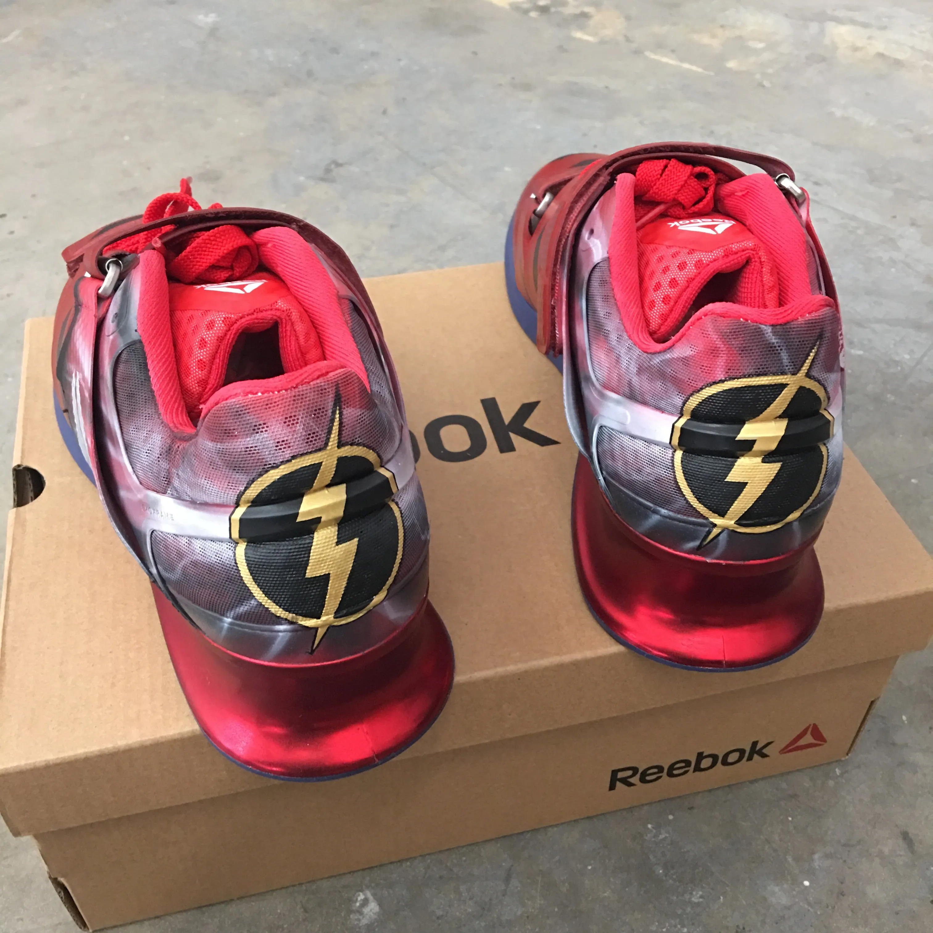 The Flash is Lightning Fast!! Custom Painted Reebok Legacy Lifters!