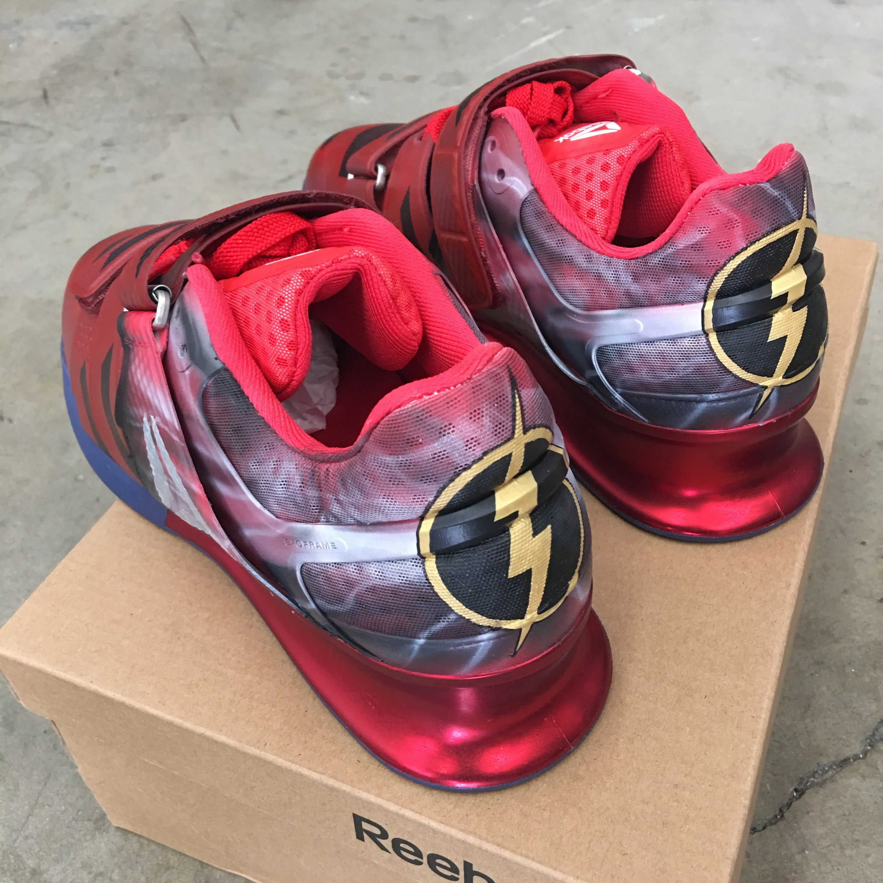 The Flash is Lightning Fast!! Custom Painted Reebok Legacy Lifters!