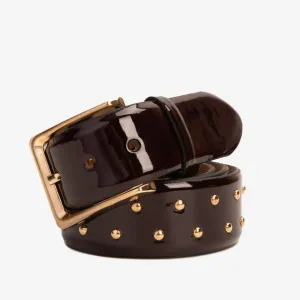 The Jupiter Burgundy Patent Leather Spike Leather Belt