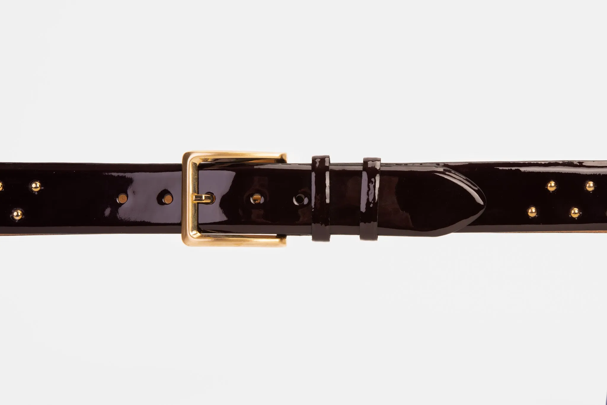 The Jupiter Burgundy Patent Leather Spike Leather Belt