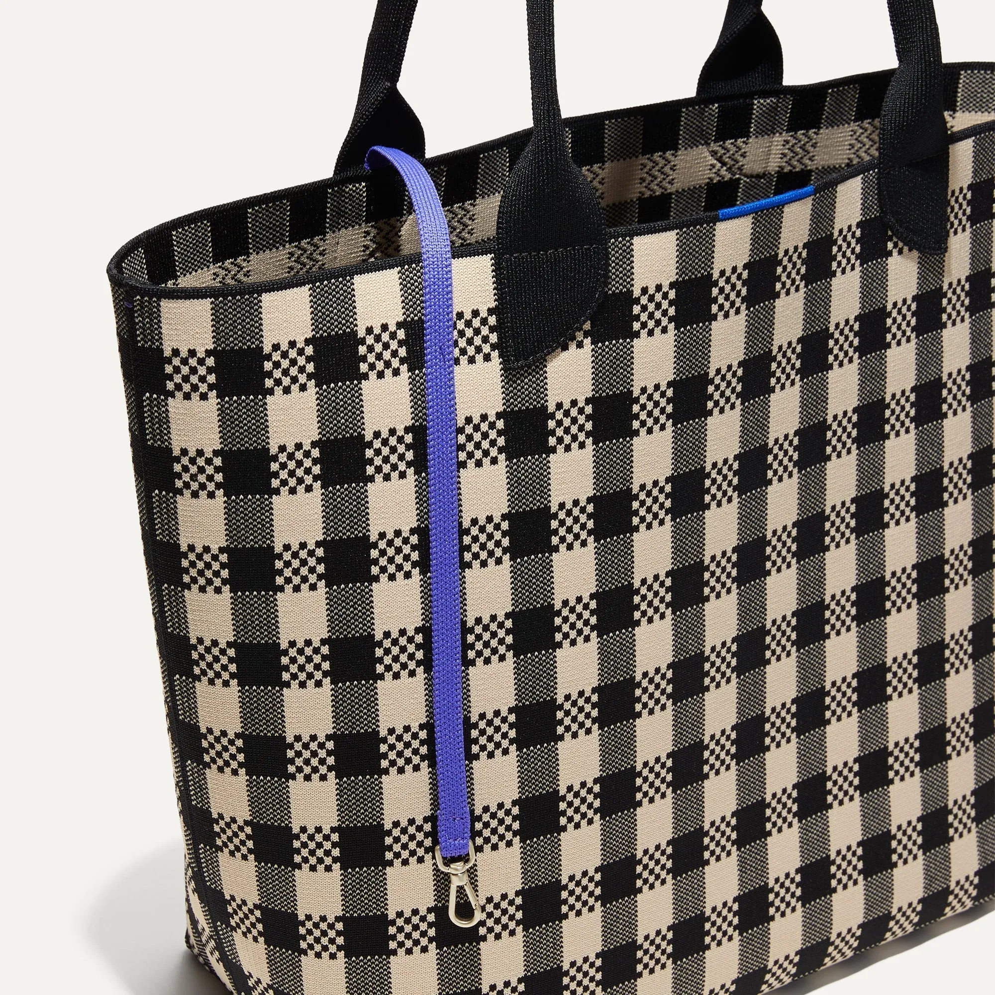 The Lightweight Tote - Black and Canvas Gingham