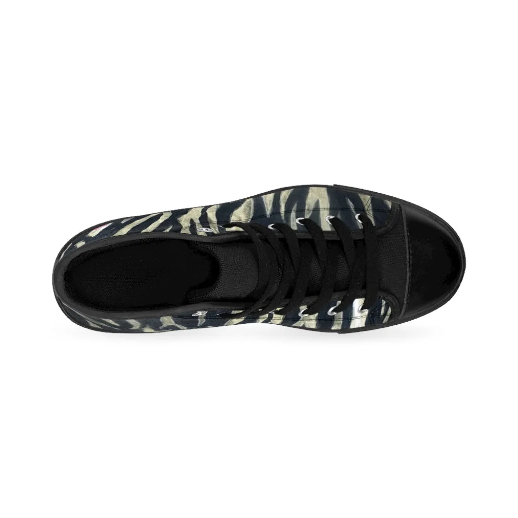 Tiger Striped Men's High-tops, Animal Print Best Designer High Top Tennis Shoes Sneakers For Men