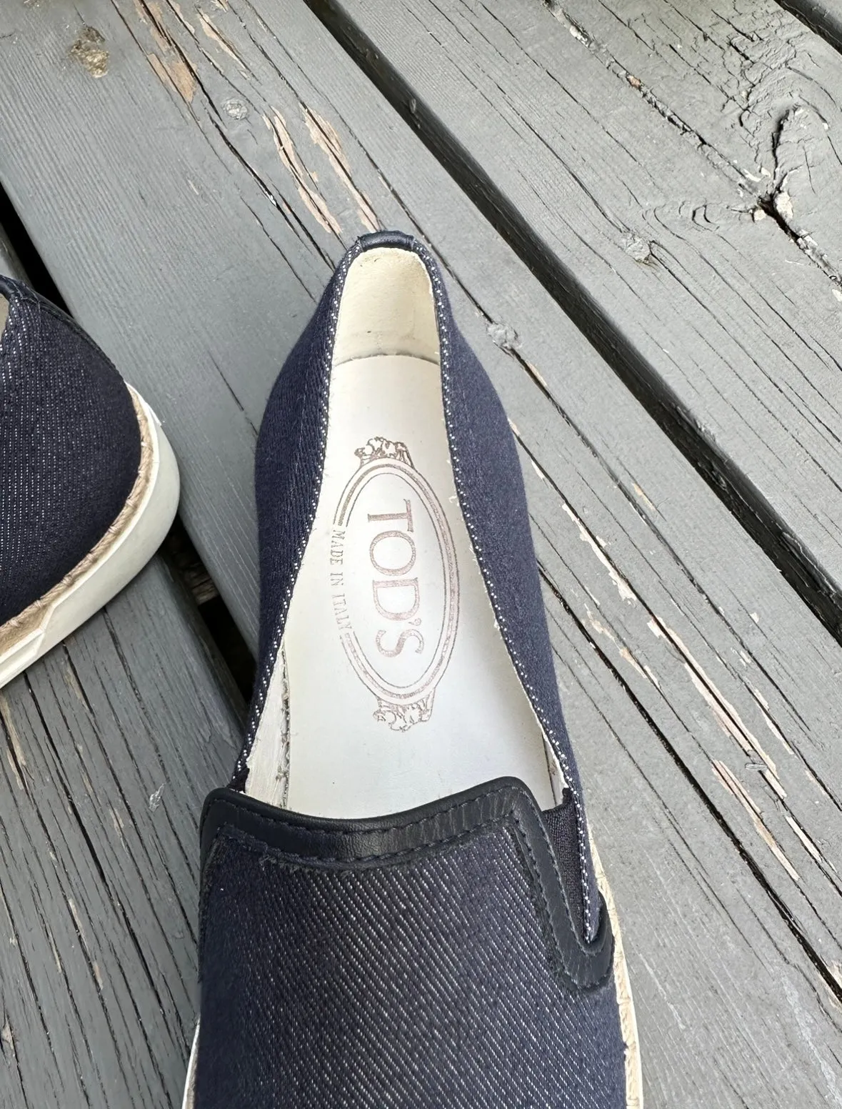 TOD’S Denim Slip-On Espadrille Loafers