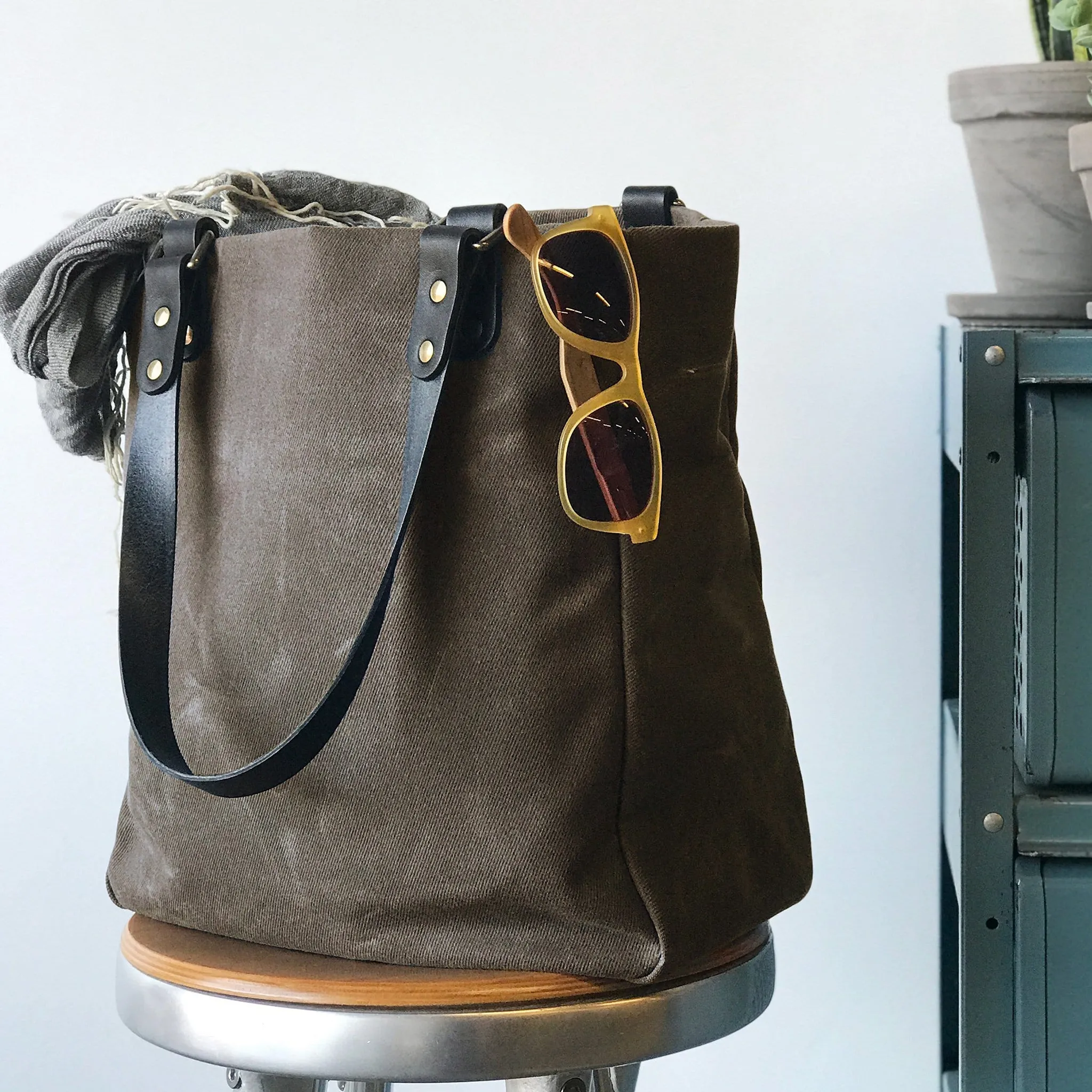 Utility Waxed Canvas Tote Bag