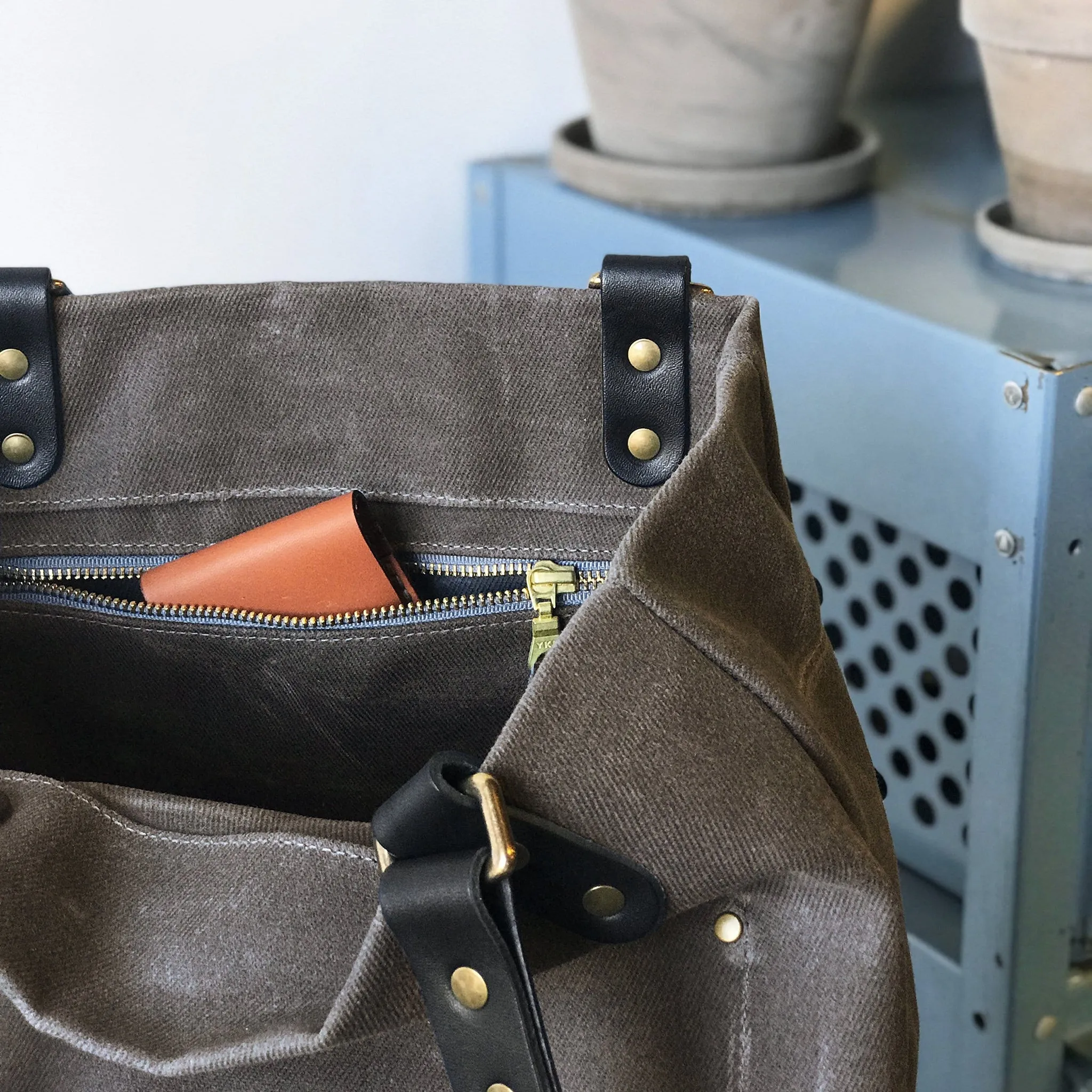 Utility Waxed Canvas Tote Bag