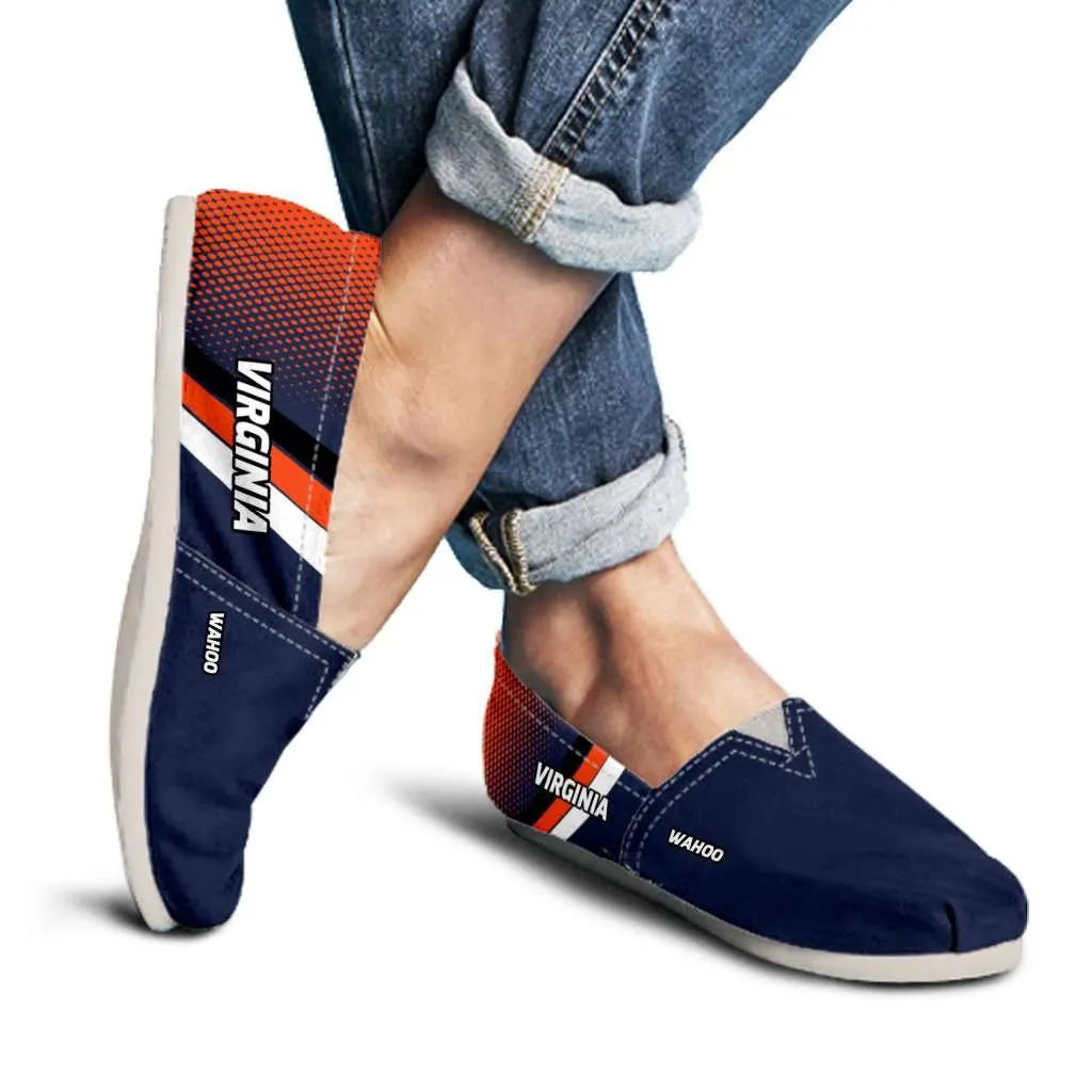 Wahoo Virginia Cavaliers Basketball Fans Casual Canvas Slip on Shoes Women's Flats